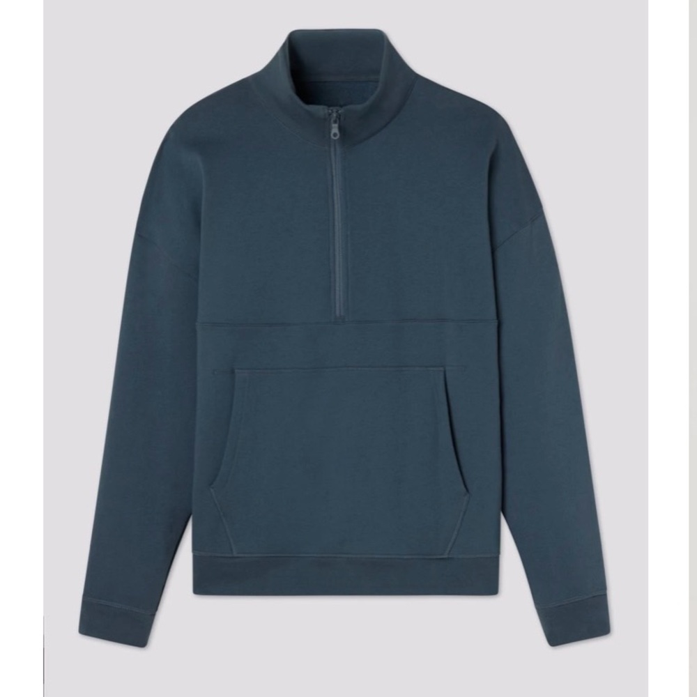 GIRLFRIEND COLLECTIVE 50/50 quarter zip sweatshirt in lagoon